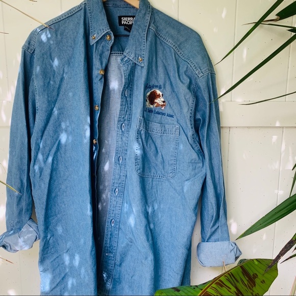 VINTAGE vsco 90s chambray hunting button up popover - Picture 5 of 9